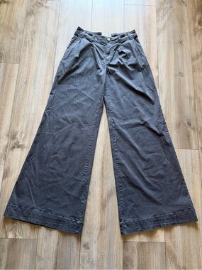 Anthropologie Charcoal Gray Wide-Leg Trousers